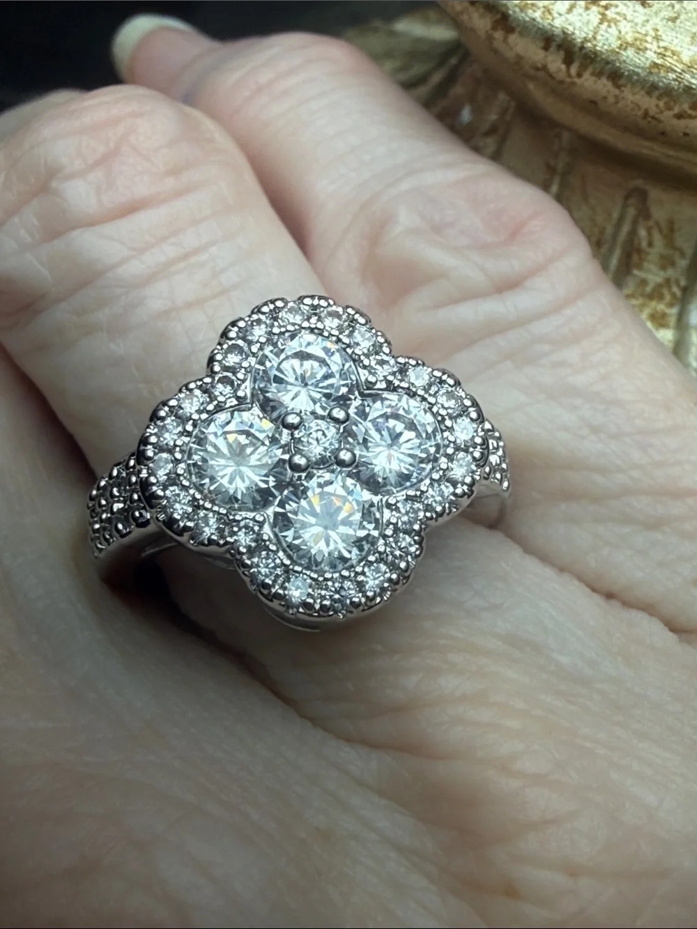 3CT Elegant GRA CERTIFIED MOISSANITE DIAMOND Cluster Flower Ring in Silver